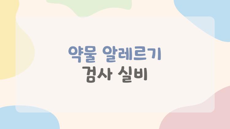 약물 알레르기 검사 실비