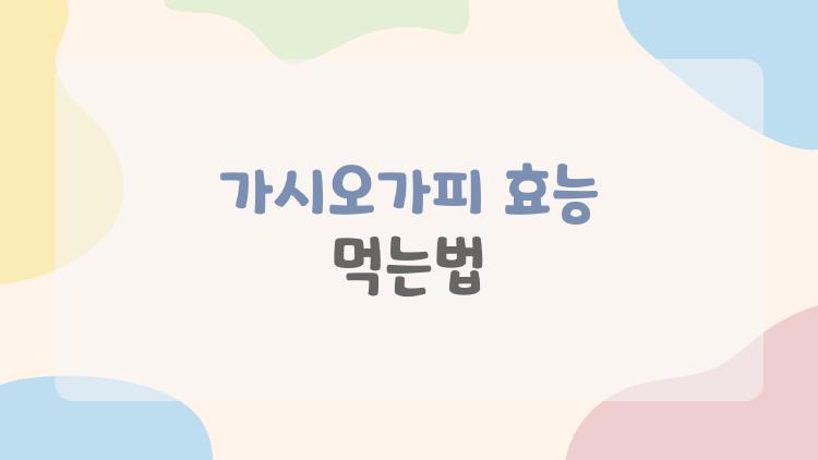 가시오가피 효능 먹는법