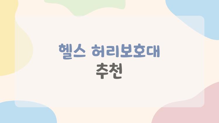 헬스 허리보호대 추천