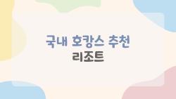 국내 호캉스 추천 리조트, 서울 근교 1박2일로 피로 싹!