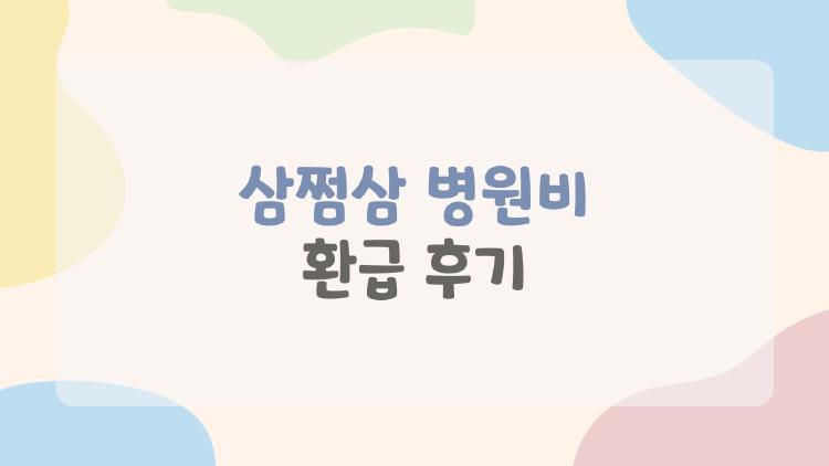삼쩜삼 병원비 환급 후기
