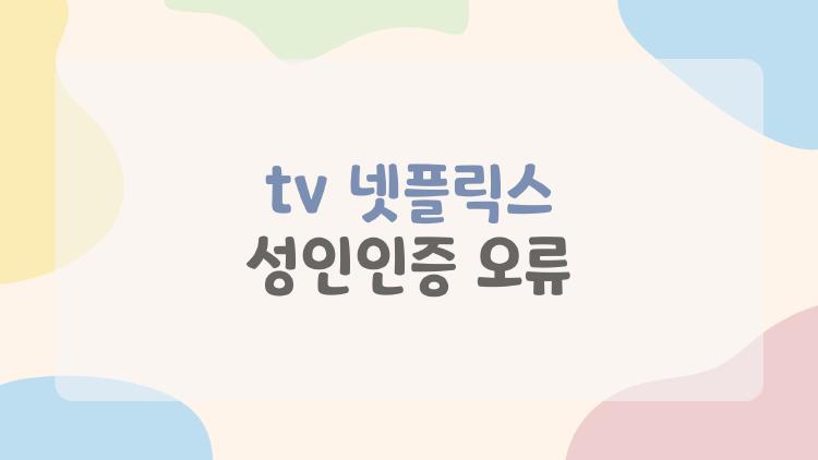 tv 넷플릭스 성인인증 오류